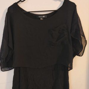 Double Layer Blouse - Sheer Crop Tshirt over Blank Tank
